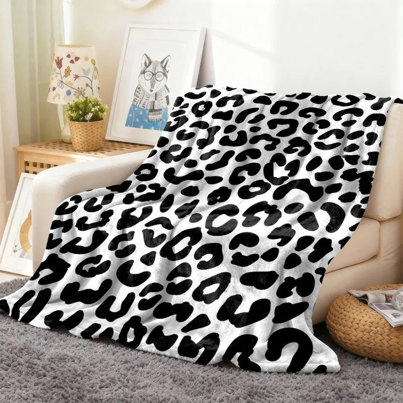 Throw Leopard pattern arts Cow skin pattern Flannel Blanket