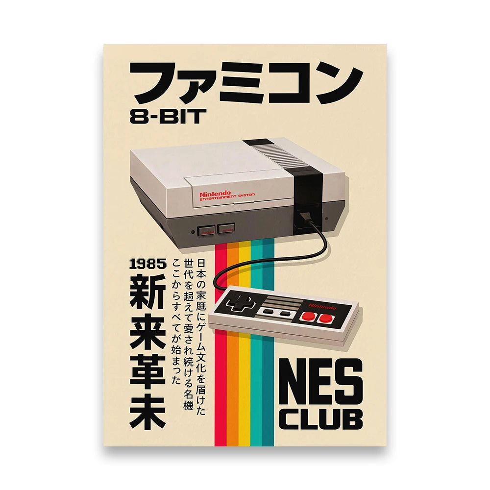 Vintage Gaming Console Canvas Wall Art Print Poster Retro Camera Decorative Painting