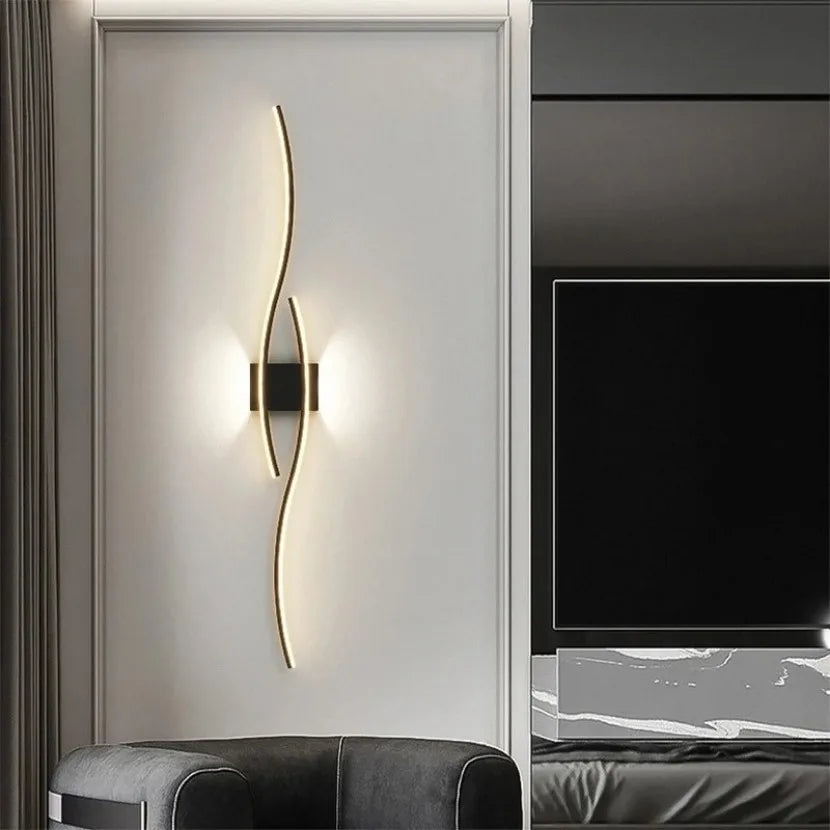 Long Strip LED Wall Lamp Modern Remote Control Dimming Living Roomdecor Wall Lamp