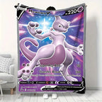 Cartoon Card Pokemon Pikachu Flannel Blanket