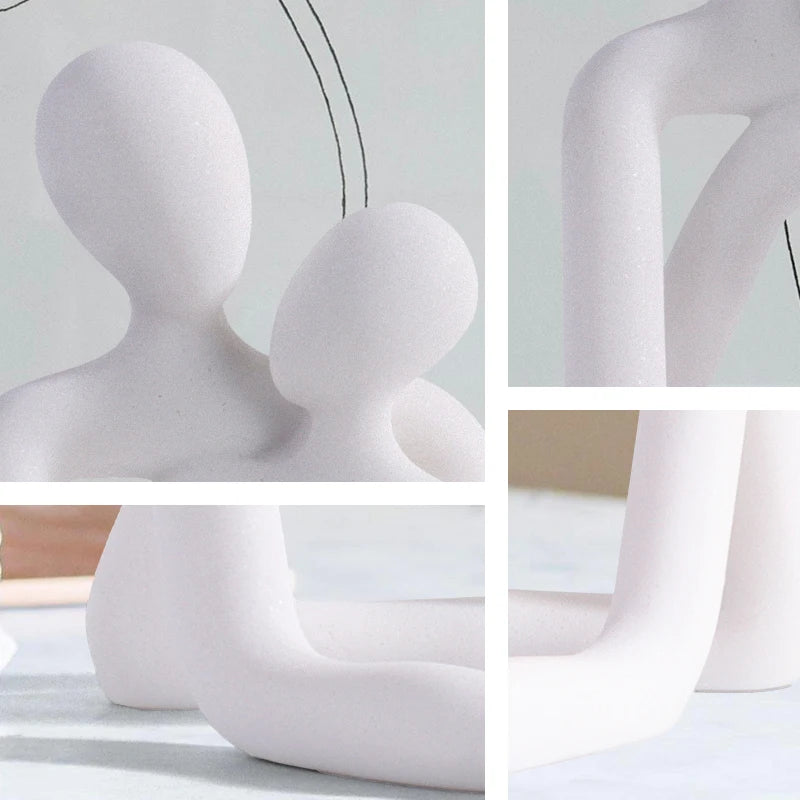 Couple embrace phone holder sculpture, resin craft decorative figurine