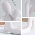 Couple embrace phone holder sculpture, resin craft decorative figurine