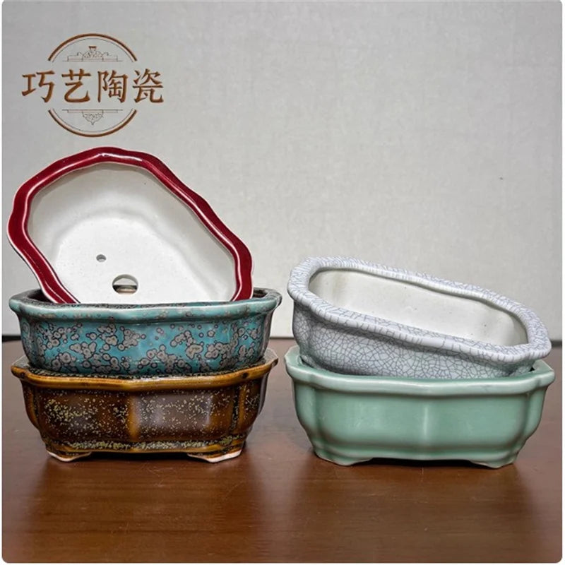 Porcelain Glazed Colorful Bonsai Pot