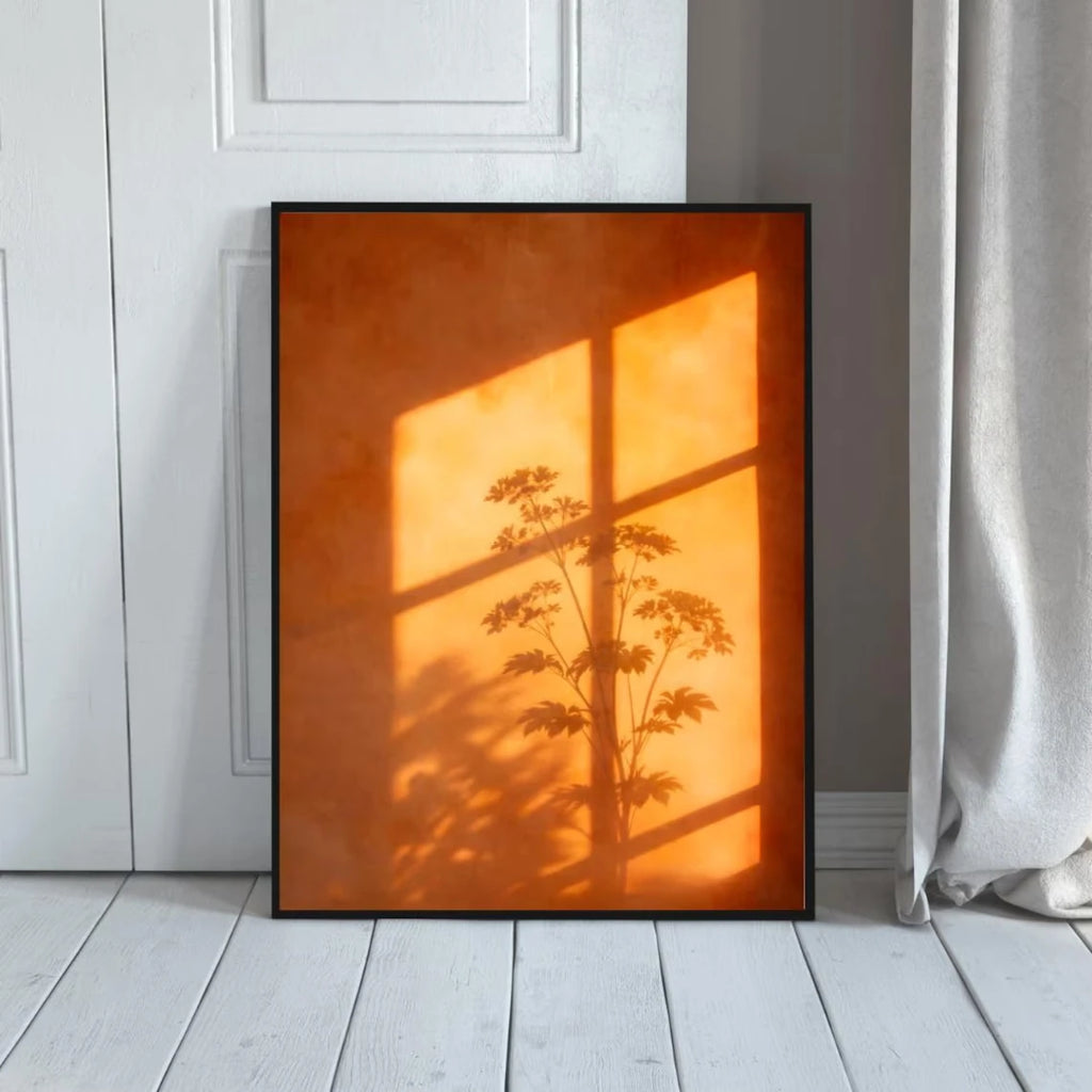 Sunset Window Shadow Botanical Wall Art Canvas Print