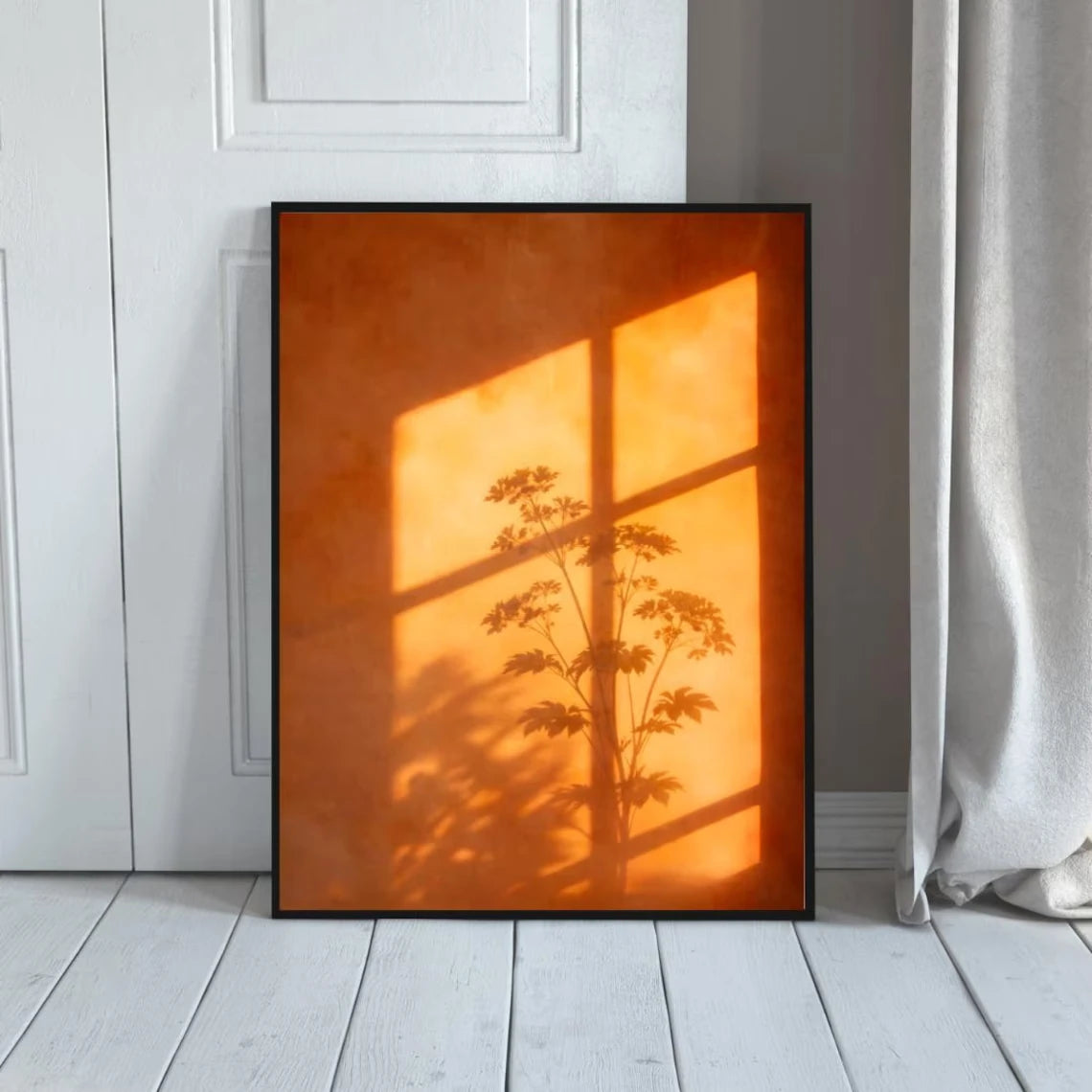 Sunset Window Shadow Botanical Wall Art Canvas Print