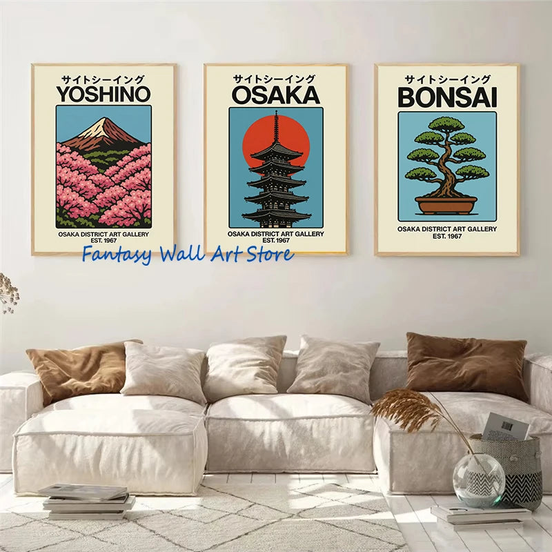 Japan Traveling Vintage Art Osaka Tokyo Fuji Blossom Yoshino Japanese Zen Poster