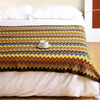 100% Acryl Hand Knitted Blanket with Tassel
