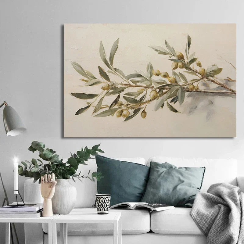 Vintage Minimalist Wall Art Italy Olive Tree in Vase Canvas Painting Poster