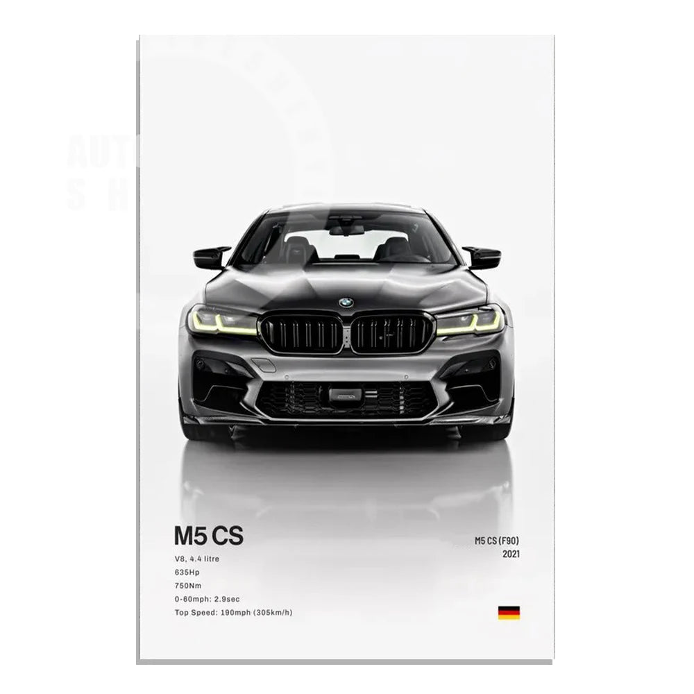 Minimalist Hyper Car Poster - E60 M5 CS M3 G800 911 GT3RSports Car Supercar Canvas