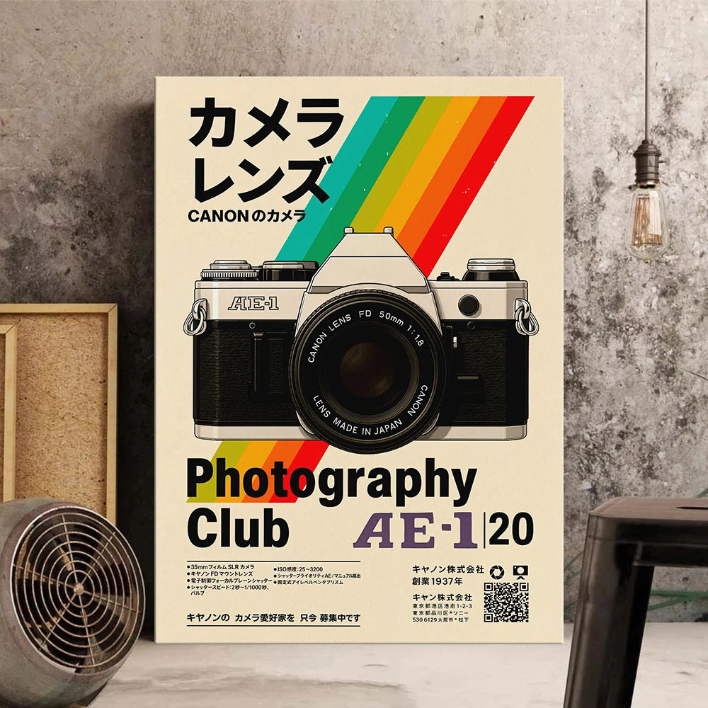 Vintage Gaming Console Canvas Wall Art Print Poster Retro Camera Decorative Painting
