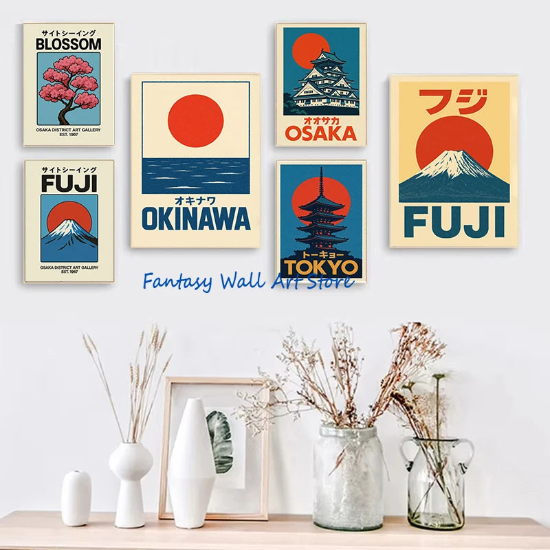 Japan Traveling Vintage Art Osaka Tokyo Fuji Blossom Yoshino Japanese Zen Poster
