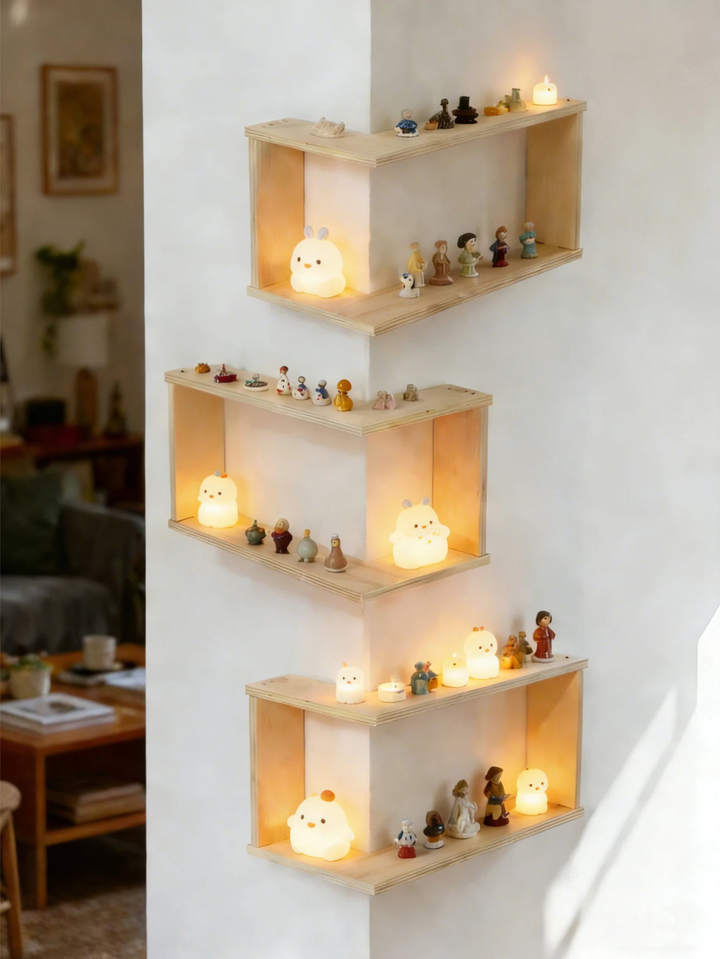 Corner Floating Wooden Shelves