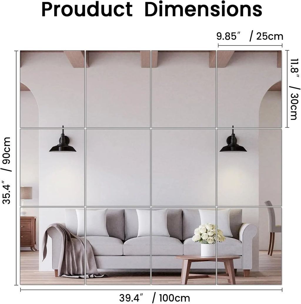 Full Length Wall Mirror Tiles, HD Glass Home Gym Mirror
