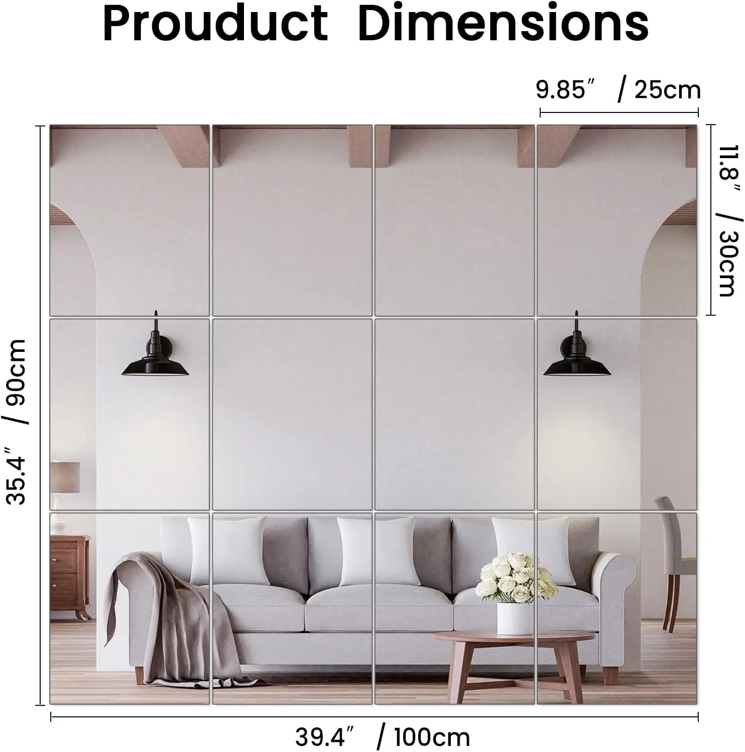 Full Length Wall Mirror Tiles, HD Glass Home Gym Mirror
