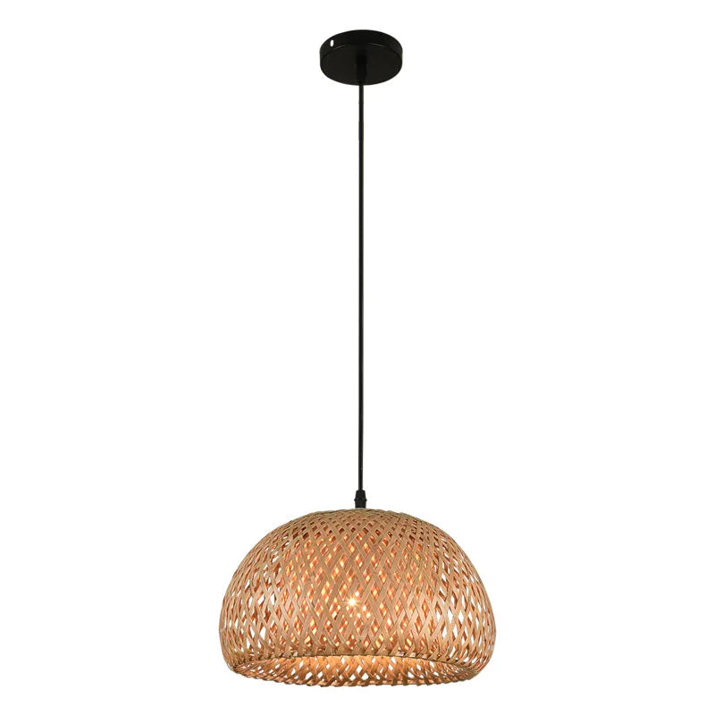Retro Led Bamboo Woven Ceiling Lamp