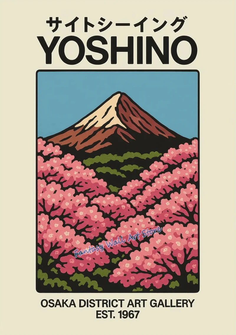Japan Traveling Vintage Art Osaka Tokyo Fuji Blossom Yoshino Japanese Zen Poster