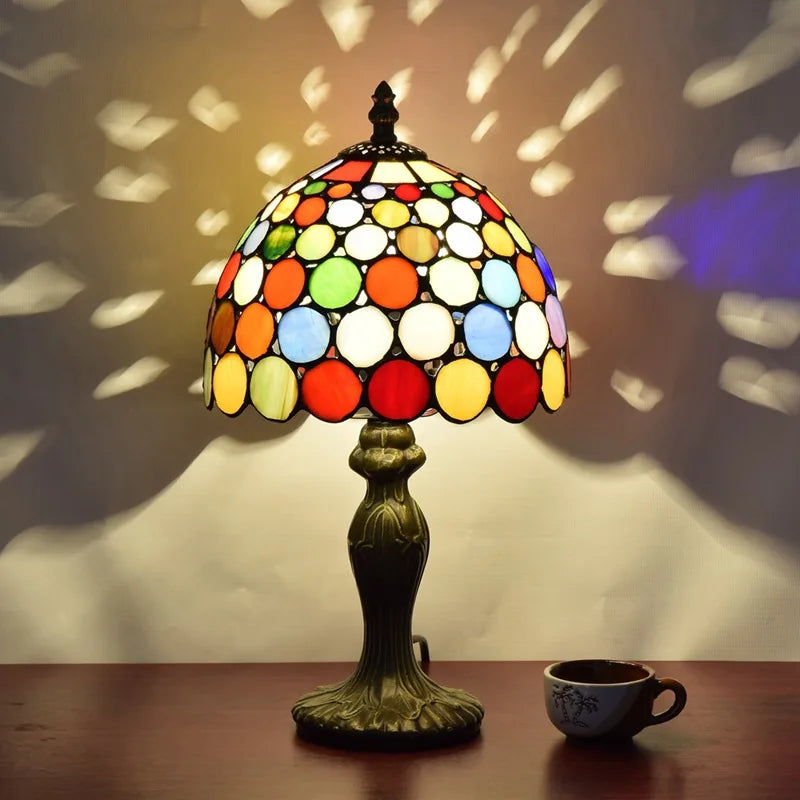European Style Table Lamp Stained Glass Reading Light
