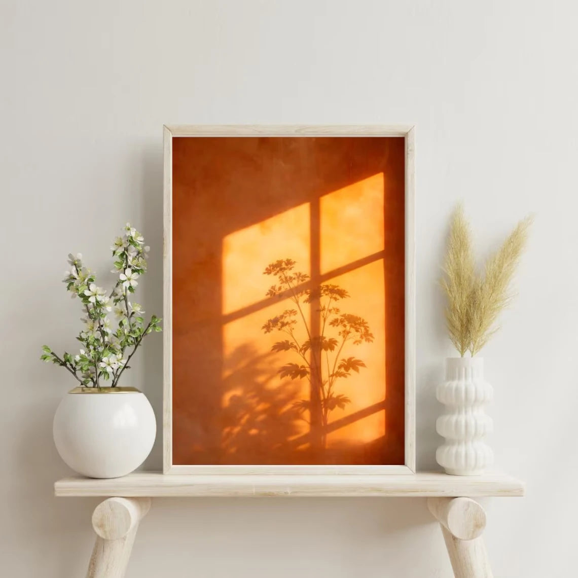 Sunset Window Shadow Botanical Wall Art Canvas Print