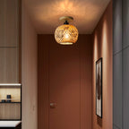 Retro Led Bamboo Woven Ceiling Lamp