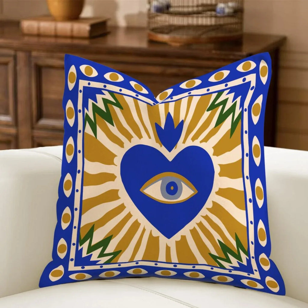 Minimal Boho Sun Leopard Palm Tree Pillow Cover