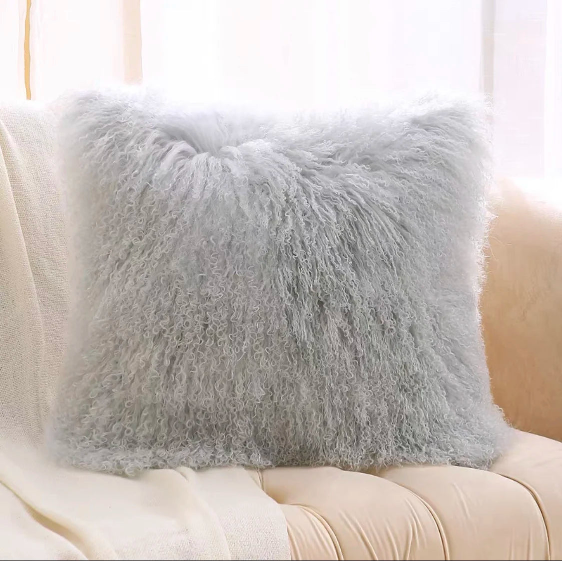 Genuine Mongolian Lamb Fur Cushion Cover