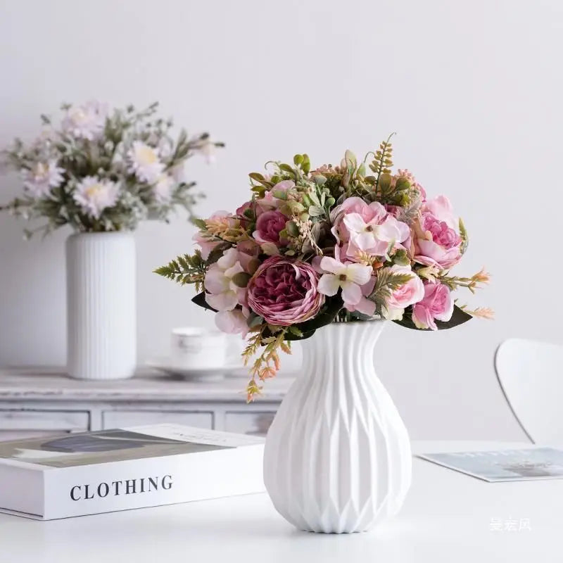 1PC Plastic Vases White Imitation Ceramic Flower Pot