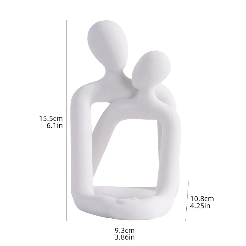 Couple embrace phone holder sculpture, resin craft decorative figurine