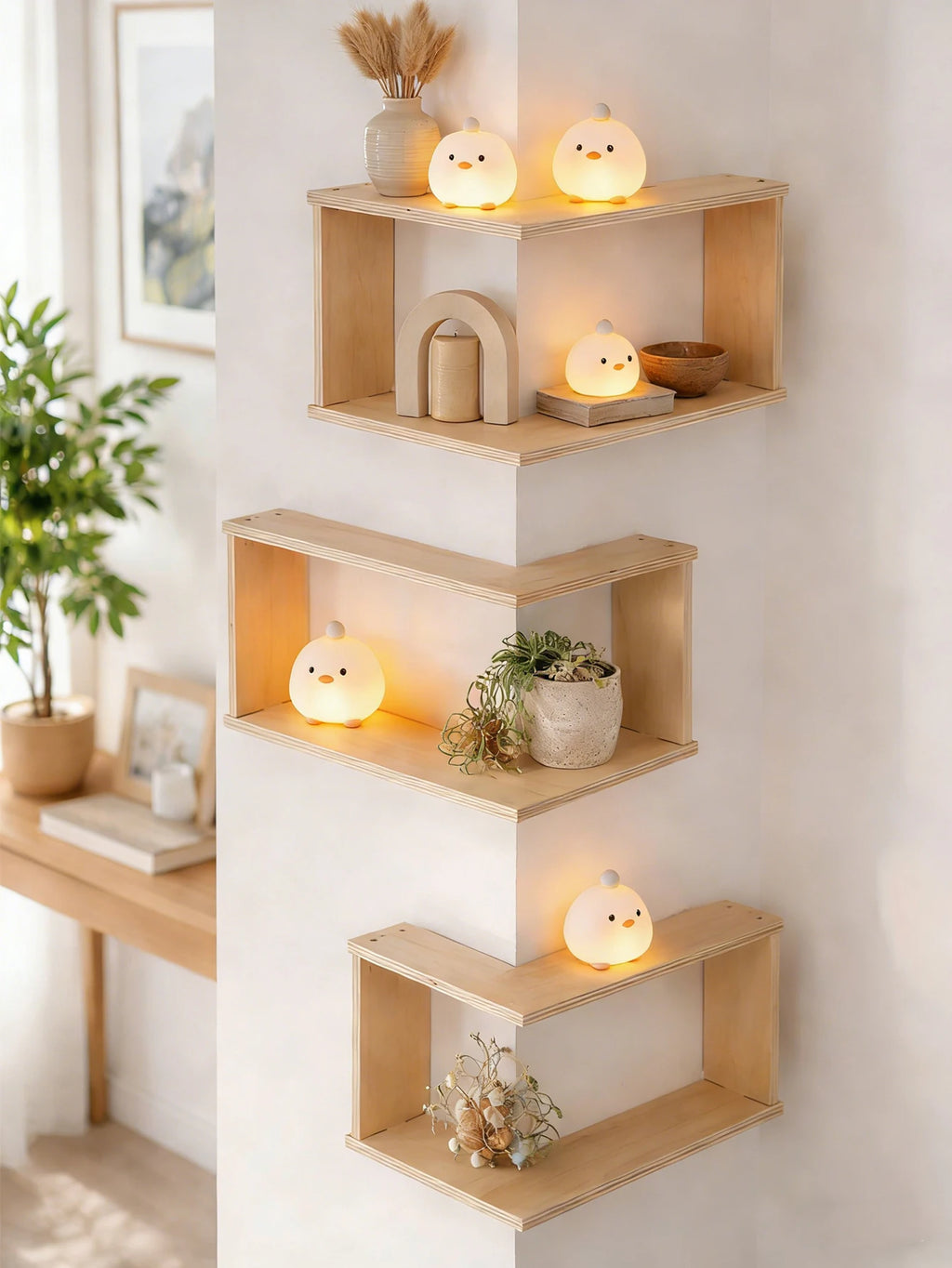 Corner Floating Wooden Shelves