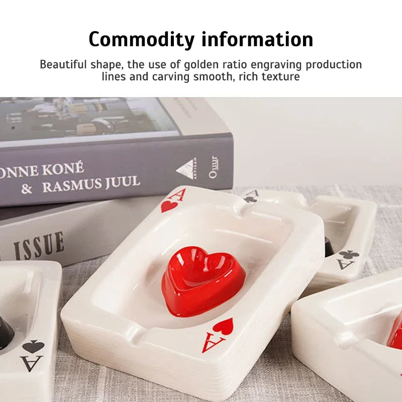 European Poker Ashtray Red Heart A Creative Porcelain Ashtray