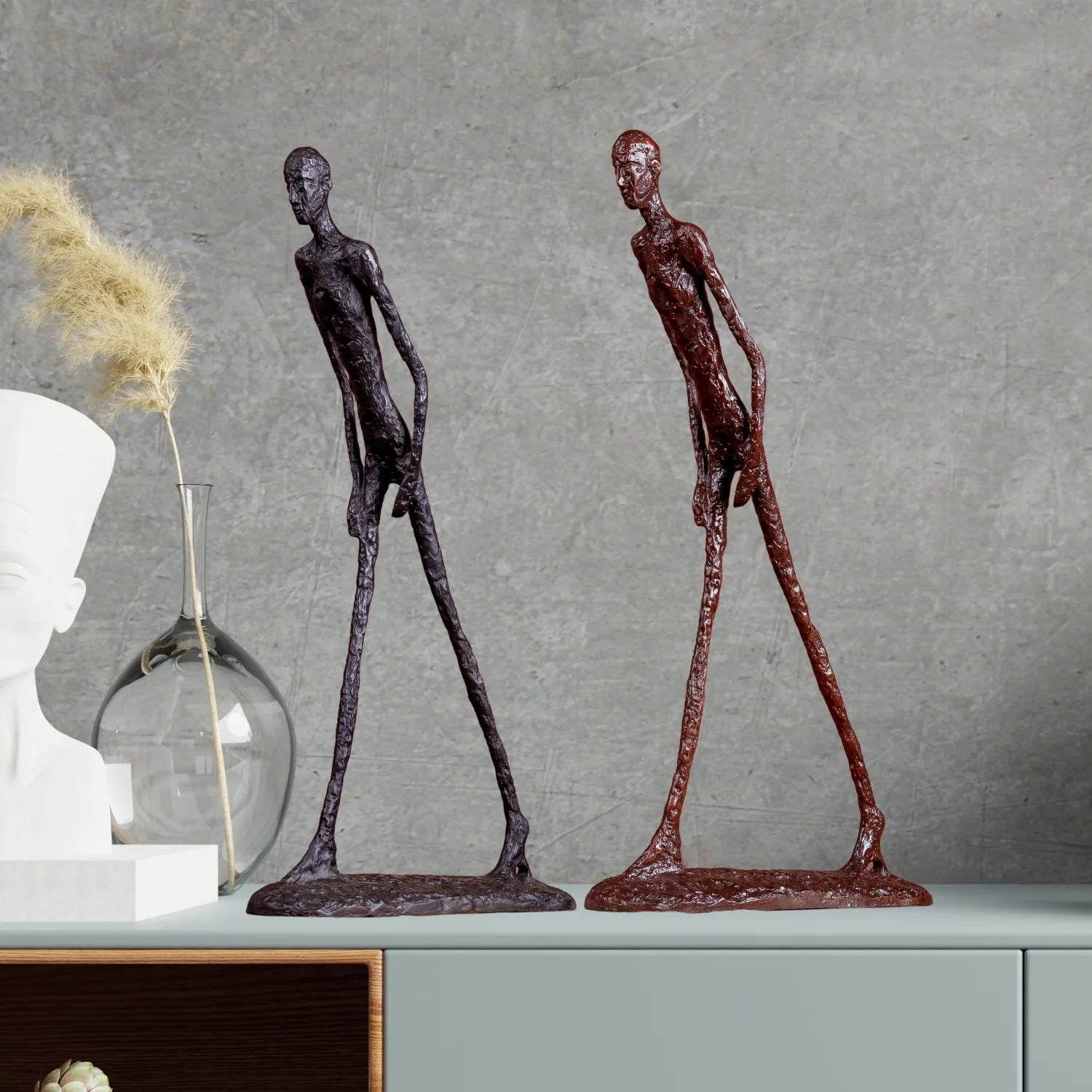 30cm Giacometti Sculpture Bronze Walking Man Statue Abstract Skeleton