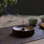 Solid Wood Incense Burner Handmade Tea Ceremony Round Incense Tray