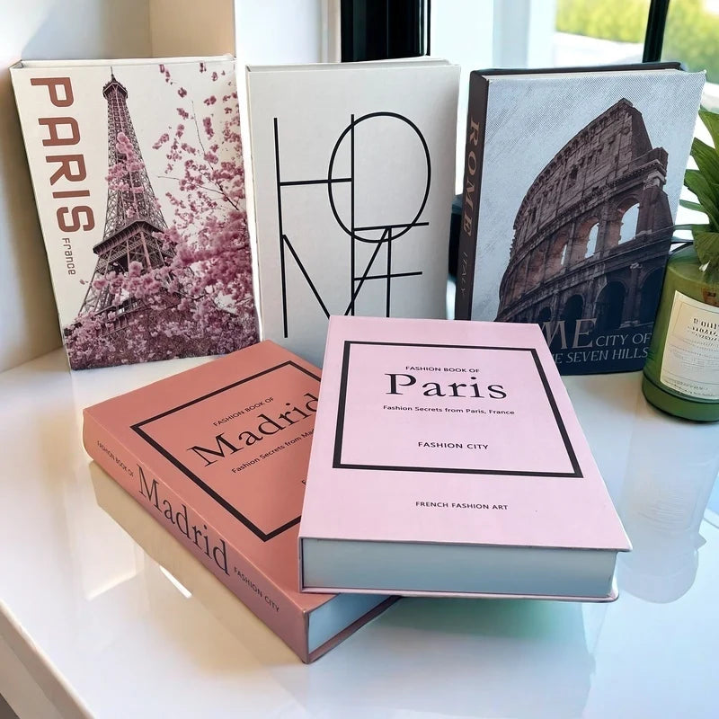 Fashion Paris Milan Luxe Fake book Decorative Books Storage Box