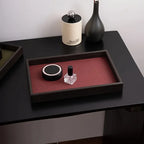 1pc Woven Texture Faux Leather Storage Tray