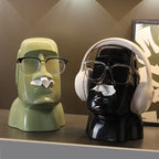 Creative Moai Stone Statue Tissue Box Glasses Holder Head Mounted Earphone Stand