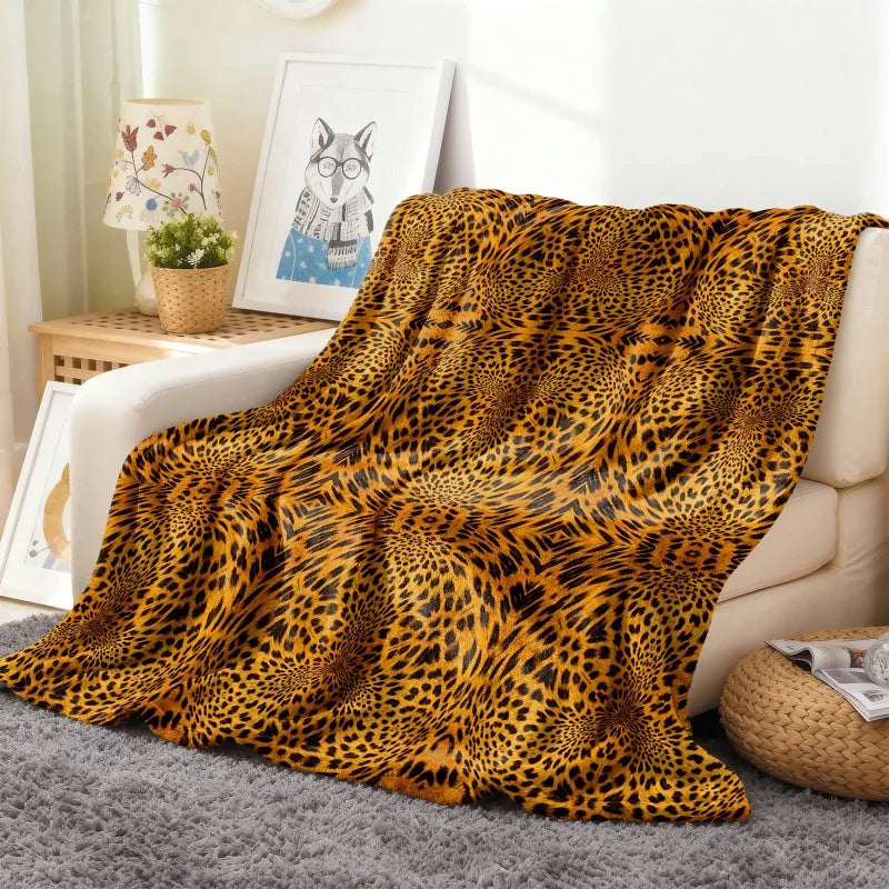 Throw Leopard pattern arts Cow skin pattern Flannel Blanket