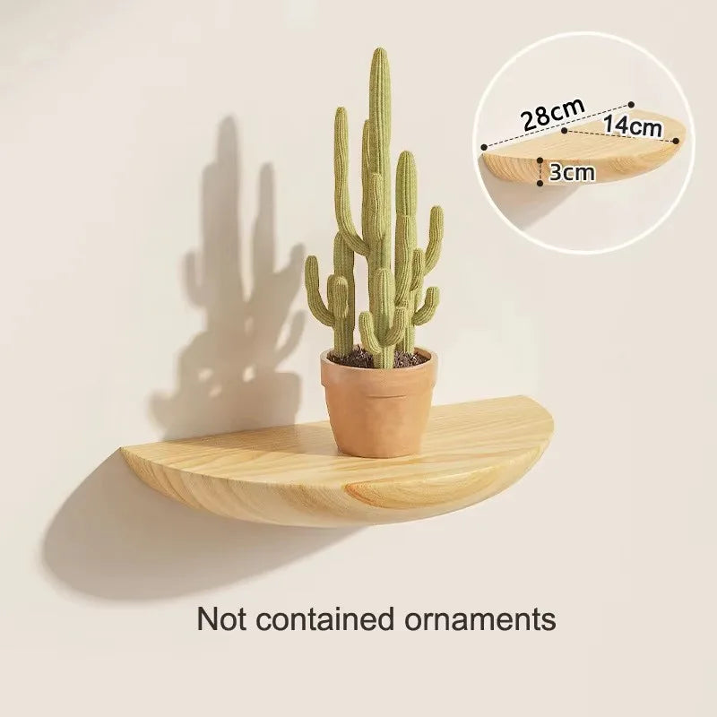 Solid Wooden Semicircle Wall Shelves